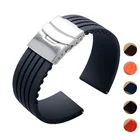 Новый Дизайн, Черный силиконовый резиновый ремешок для часов, ремешок с пряжкой, водонепроницаемый 18 мм  24 мм F17