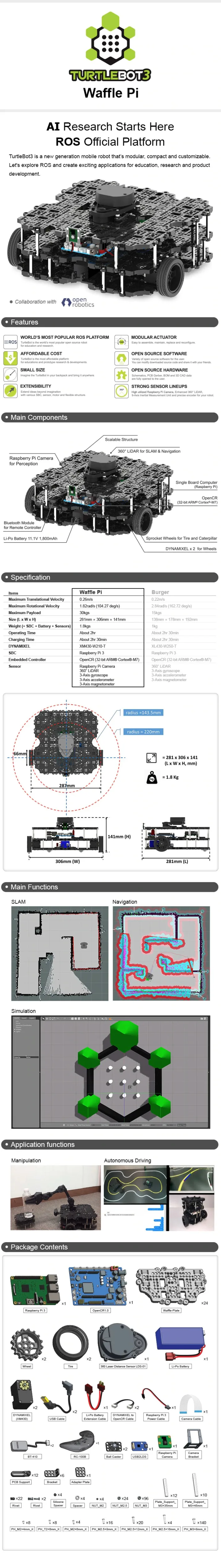 ROBOTIS ROS Robot platform TurtleBot 3 Waffle Pi