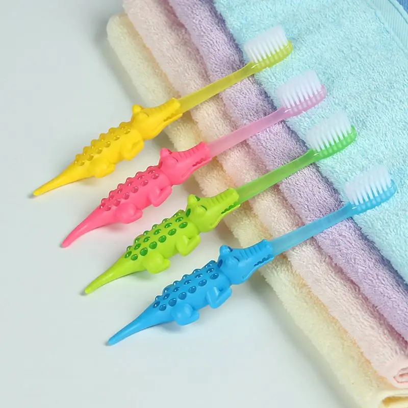 4 шт./лот детская зубная щетка с рисунком крокодила мягкая щетина уход за полостью