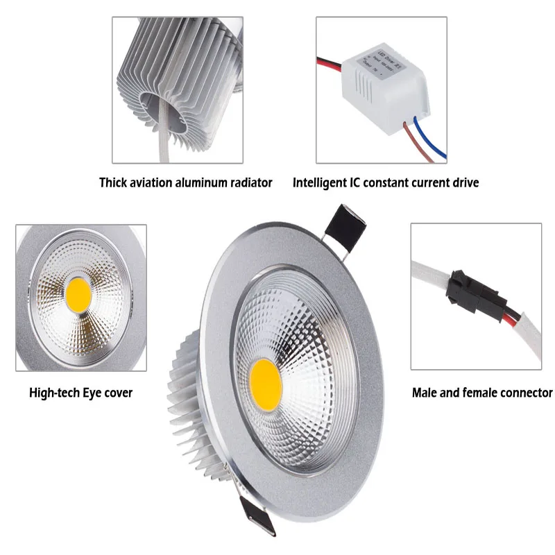 Высокий светильник 7 ваттов 9 встраиваемый cветодиодный Светильник Downlight