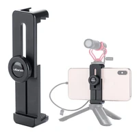 ulanzi st 02l aluminum phone tripod holder adapter with microphone cold shoe mount for iphone x xs max android mobile vlog setup