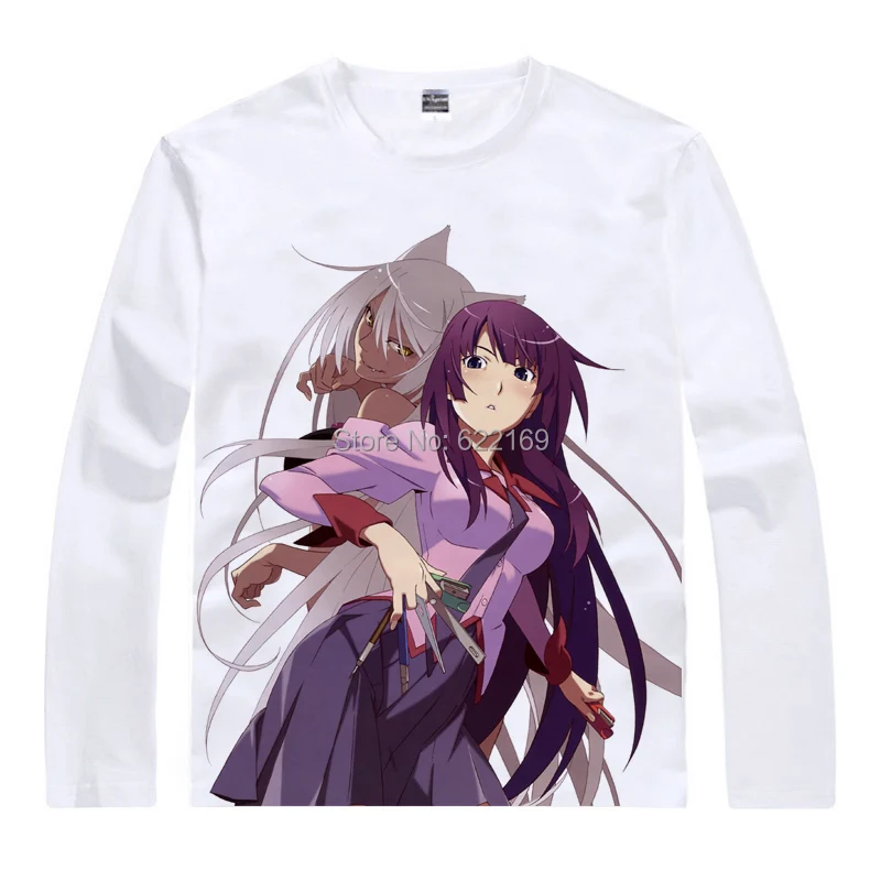 Bakemonogatari Hitagi модная мужская футболка с уникальным аниме 3d принтом длинным рукавом