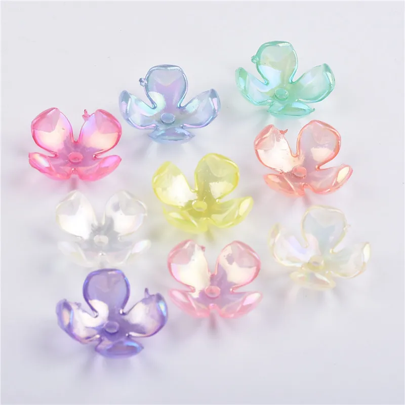 XiYu Fashion Flower Frosted Acrylic Spacer Beads Caps For DIY Jewelry Necklace Bracelet for accessoriies 4 pcs | Украшения и