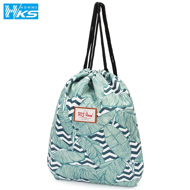 Модный двойной рюкзак с принтом на веревке Сумка отверстием для рта Студенческая