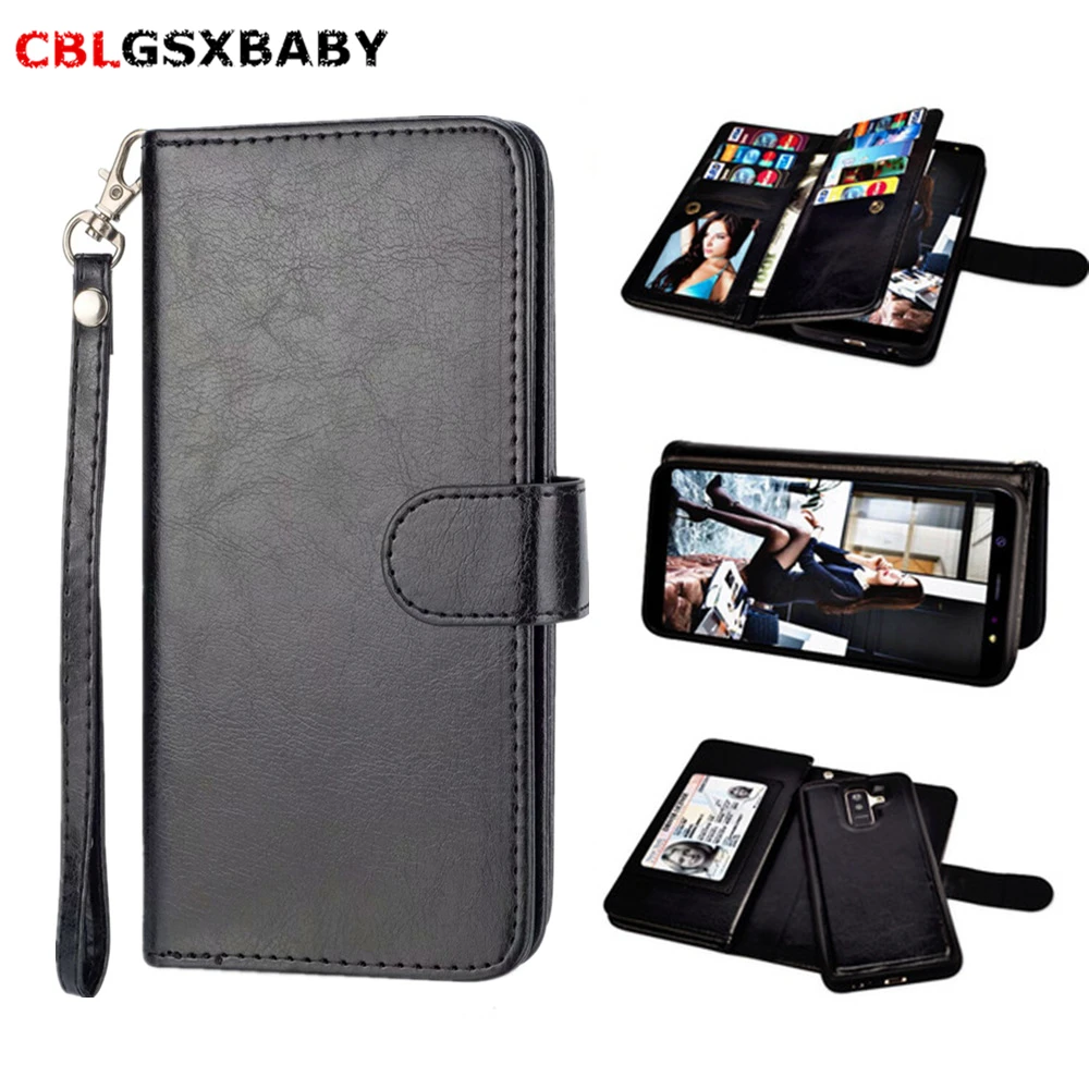 CBL для samsung J7 J3 A5 A6 Многофункциональный Флип Бумажник кожаный чехол Магнитный съемный 2 в 1 9 Слот для карт