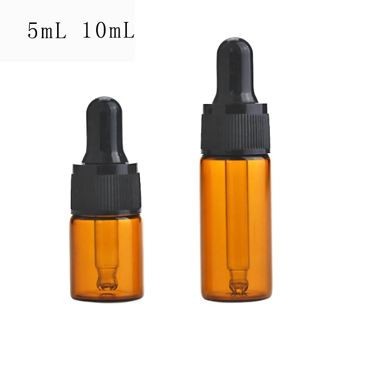 30pcs/lot 5ml/10ml Empty Dropper Glass Bottle With Black Lid Portable Eye Aromatherapy Esstenial Oil | Красота и здоровье