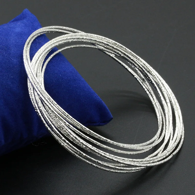 Женский индийский Набор браслетов серебряного цвета большой круглый браслет