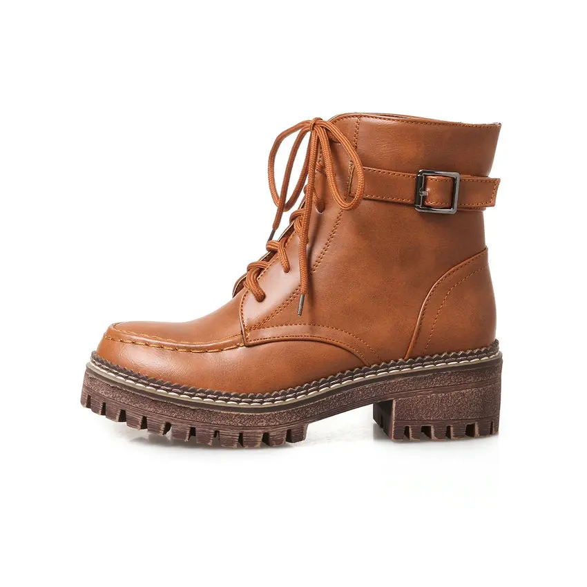 Женские ботильоны на шнуровке VINLLE желтые мотоциклетные ботинки низком