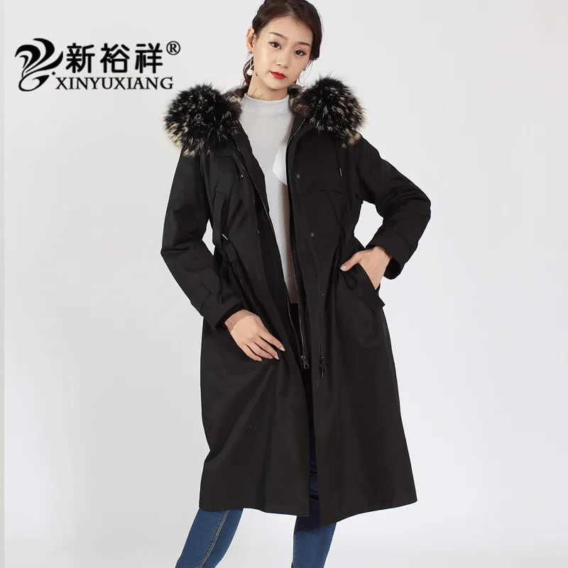 XINYUXIANG/2 предмета 3 стиля настоящие норковые меховые парки на подкладке зимняя