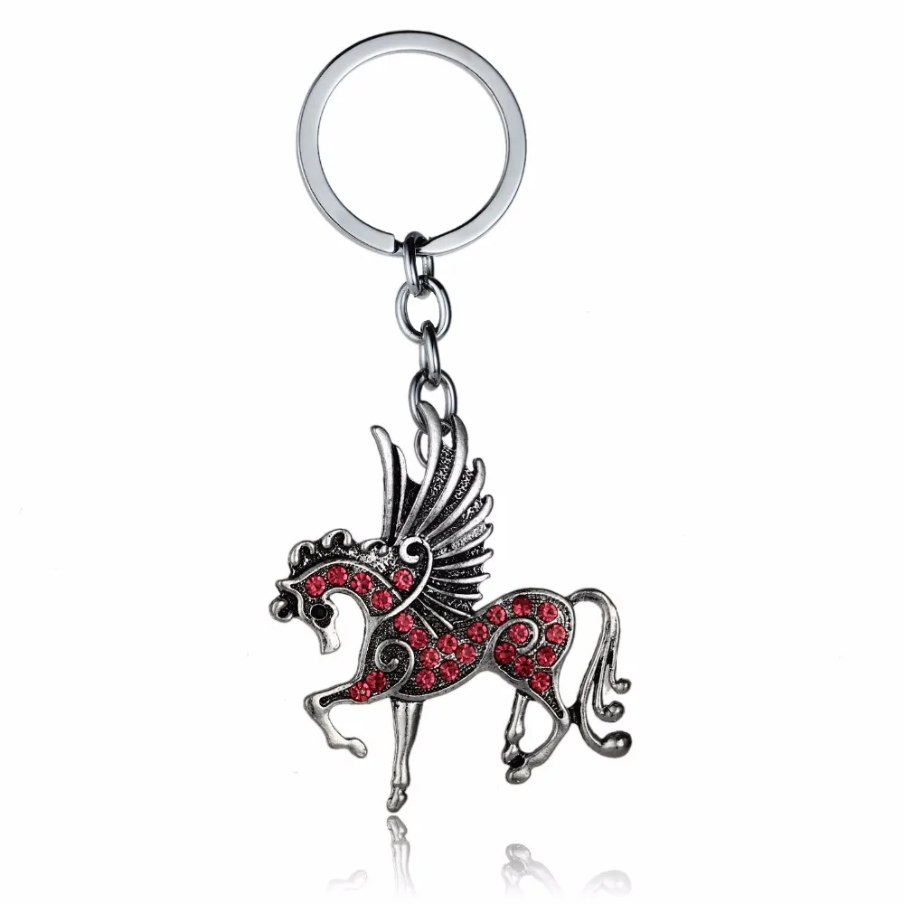 Новые розовые со стразами Pegasus лошади летают крылья брелок Для женщин друзья День