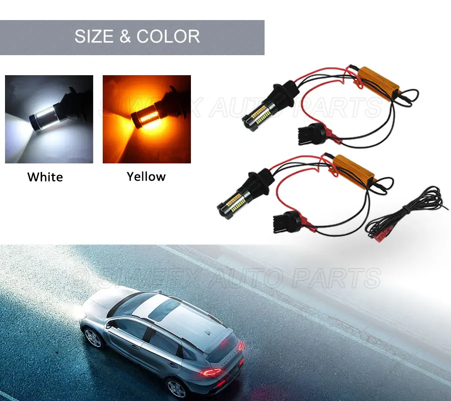 2 предмета 1156 7440 3156 4014 66 SMD светодиодный двух Цвет белого и желтого цвета поворота