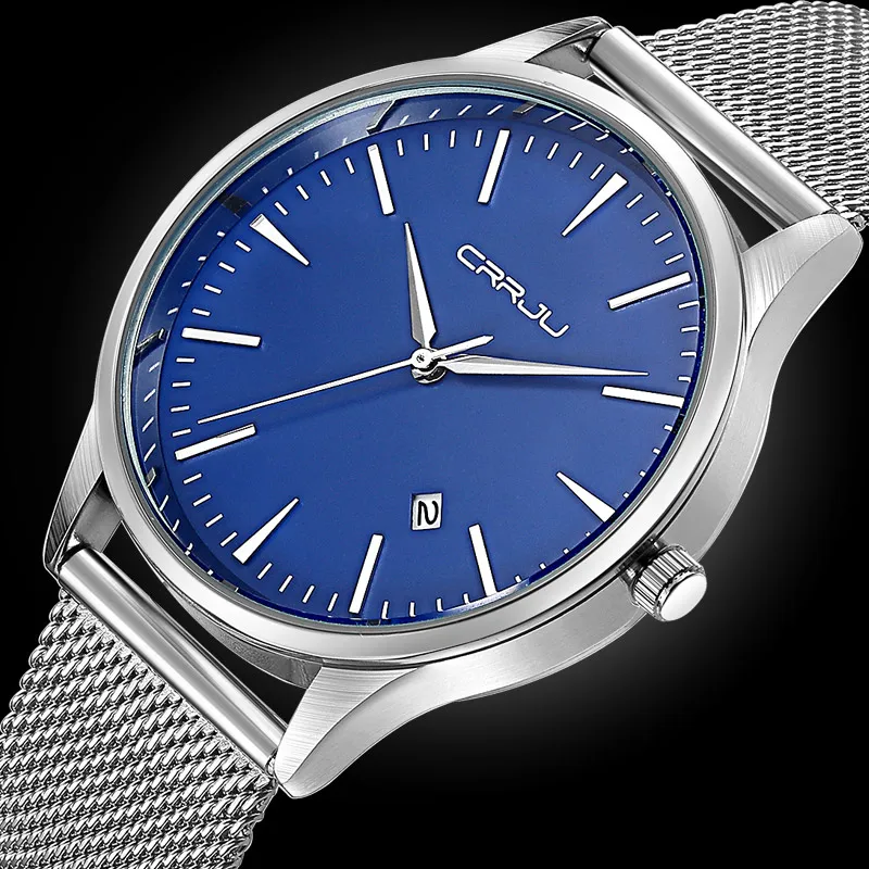 

CRRJU Watches Mens Brand Luxury Stainless Steel Quartz Watch Men Casual Waterproof Clock Men Sport Wristwatch Relogio Masculino