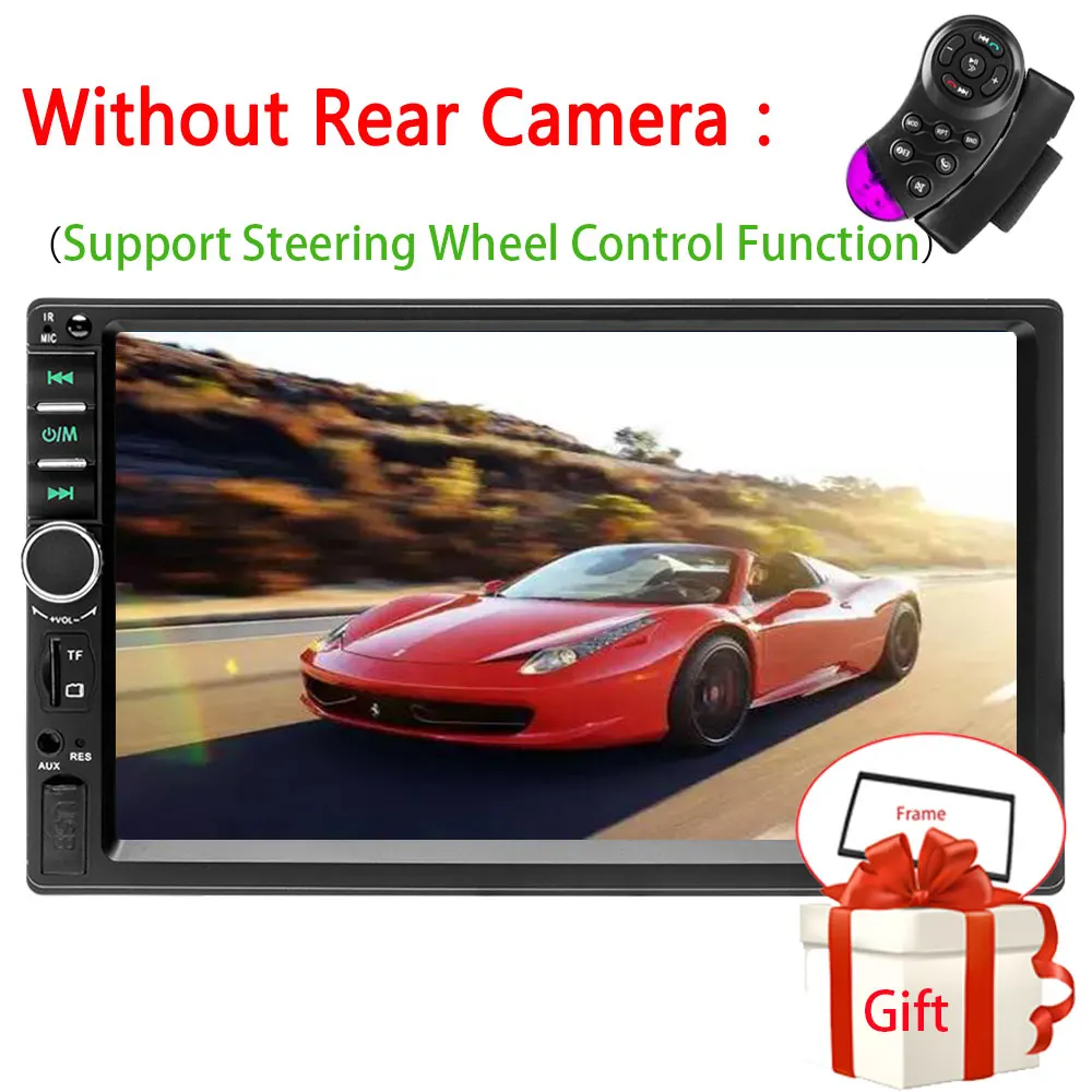 Wheel Radio Only Podofo Авторадио " 2 Din сенсорный экран мультимедийный плеер Bluetooth зеркальная связь камера заднего вида 7018B FM MP5 плеер - Цвет: Wheel Radio Only