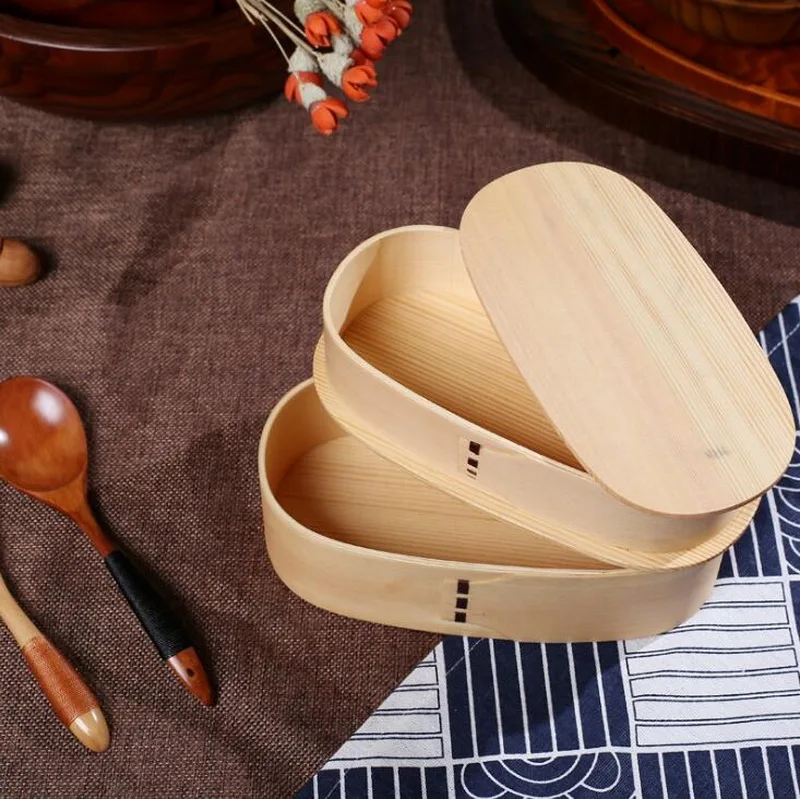 Из двухслойной древесины инструменты японский ящик для хранения bento box студенческие деревянные суши Сова коробка для хранения