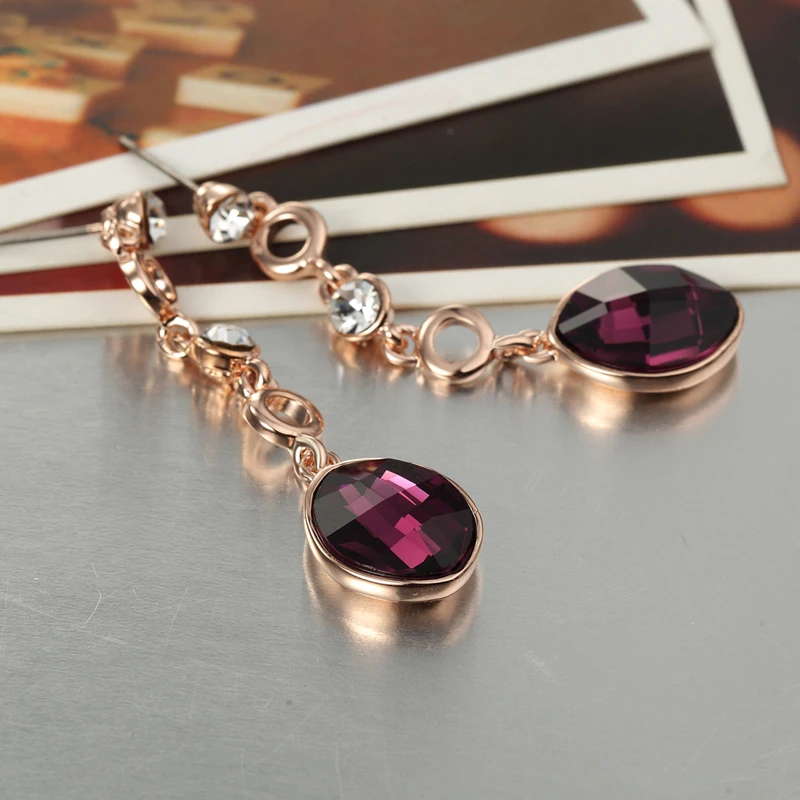 Neoglory австрийский Украшенные стразами розового золота Цвет мотаться Висячие