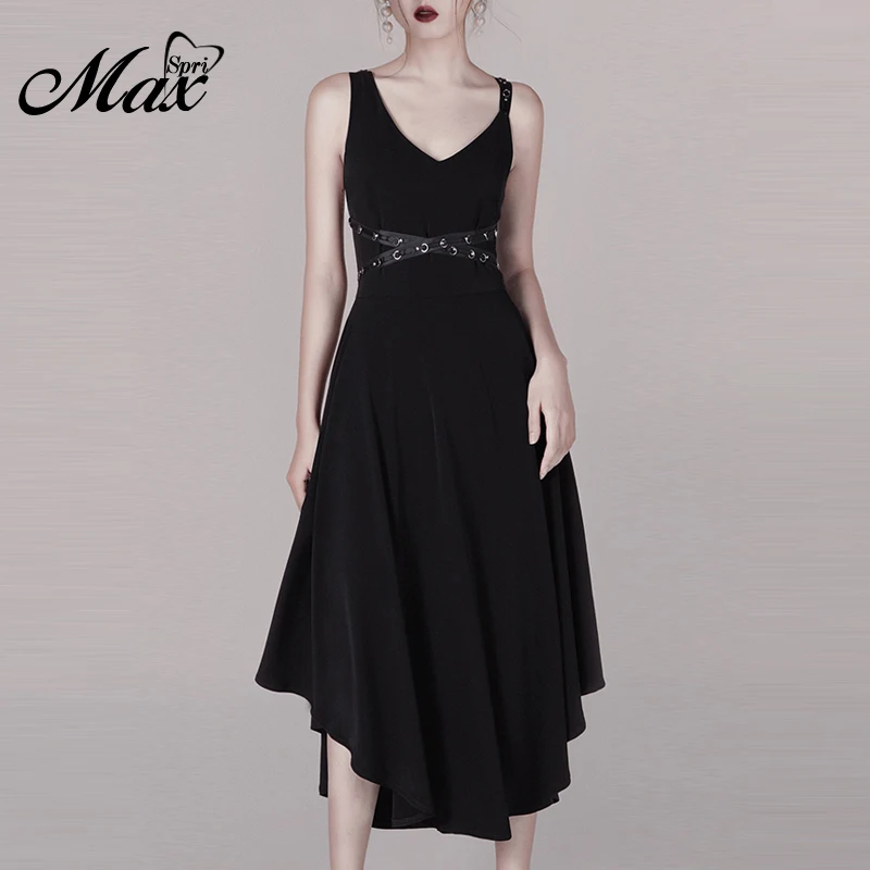 Женское платье без рукавов Max Spri черное Повседневное трапециевидной формы с