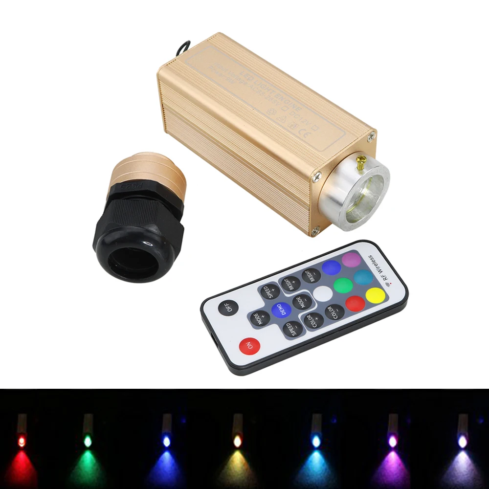 9W RGB LED волоконно оптический драйвер двигателя с 18key RF пульт дистанционного