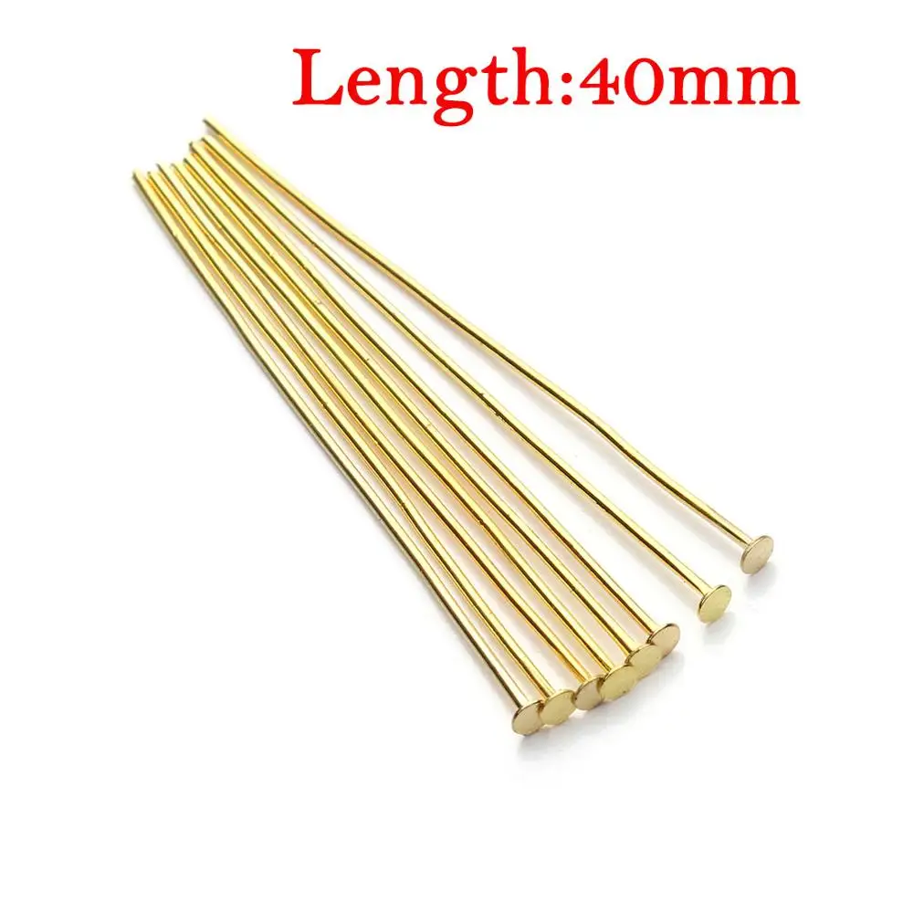 gold 40mm 200 шт 20 26 30 40 50 мм длина металлическая плоская головка штырь Т-образный штырь иглы для изготовления ювелирных изделий Аксессуары поставщик - Цвет: gold 40mm
