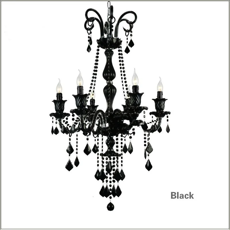 

Hot Sale Vintage Crystal Chandelier Light With 6 Glass Arms Classic Black Chandelier Lamp Dinning Room Staircase Lighting