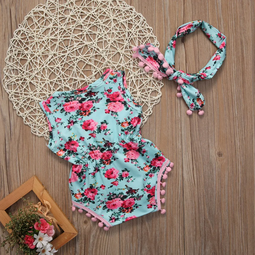 С модным принтом милый Nouveau-NE хлопок Enfant Bebe Florales Pour Filles Combinaison Grenouillère Maillots | Мать и