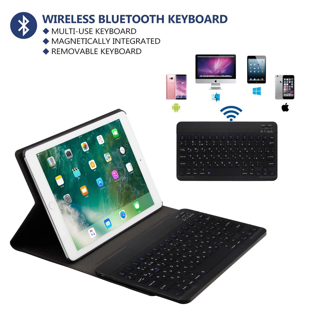 Русская клавиатура для iPad 6th 9 7 2018 2017 чехол Bluetooth ультра тонкий Подставка Pro Air 1/2