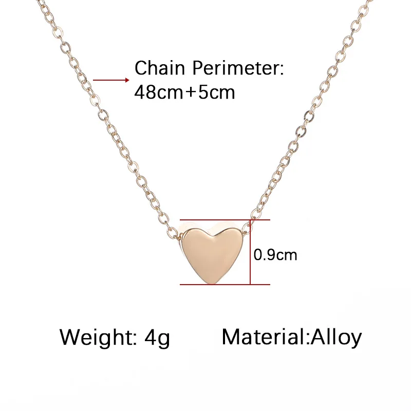 

Exquisite Love Heart Pendants Thin Chain Sweet Simple Style Golden Necklaces For Women