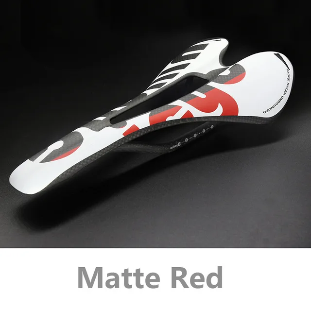 Red White Matte Велосипедное седло 3K из углеродного волокна, Велосипедное Сиденье, дорожный MTB велосипед углерод, седло, матовое глянцевое красочная подушка, подушка - Цвет: Red White Matte