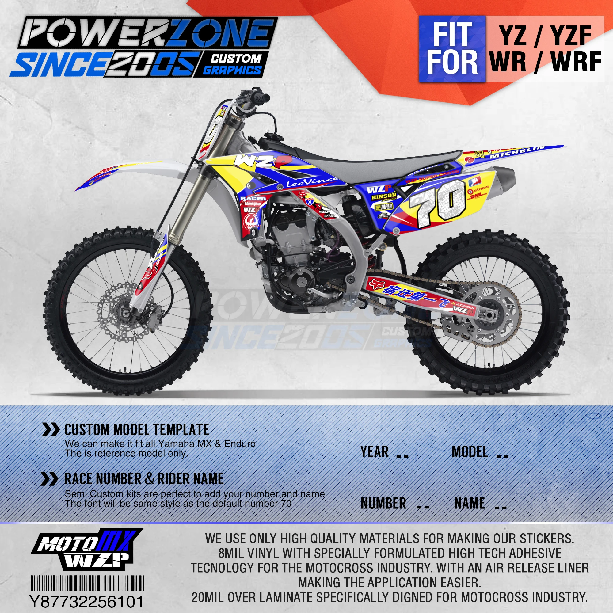 PowerZone Настраиваемые Графические фоны для команды наклейки 3 м на заказ YAMAHA YZF250 2010