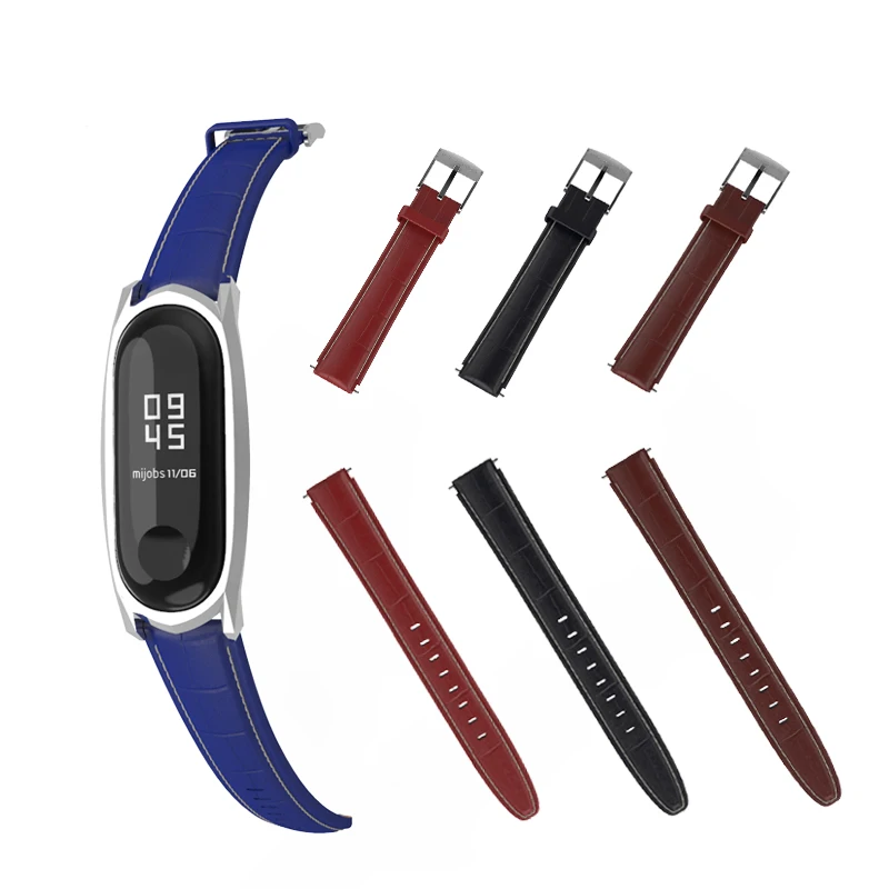 Браслет mi band 4 для Xiaomi mi band 3 Correa, ремешок из натуральной кожи mi band 4, умный браслет, Сменные аксессуары