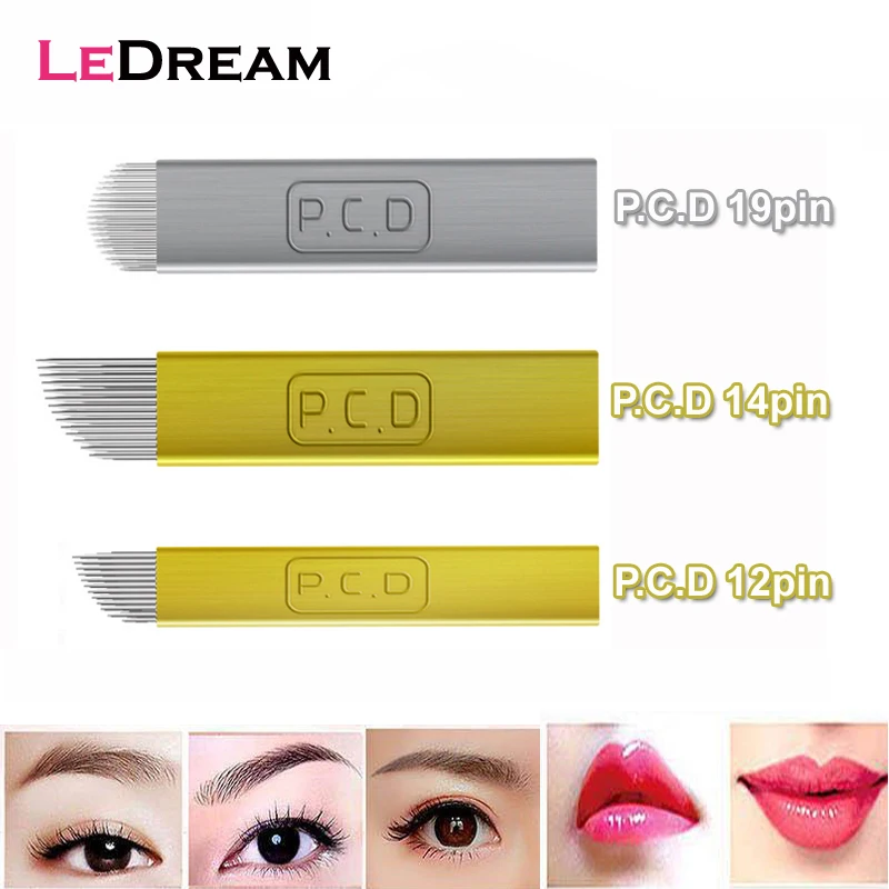 

5PCS Disposable Pigmento Microblading PCD 12 14 19 pin Needles Permanent Makeup Manual Eyebrow Embroidery Tattoo Needle Blade