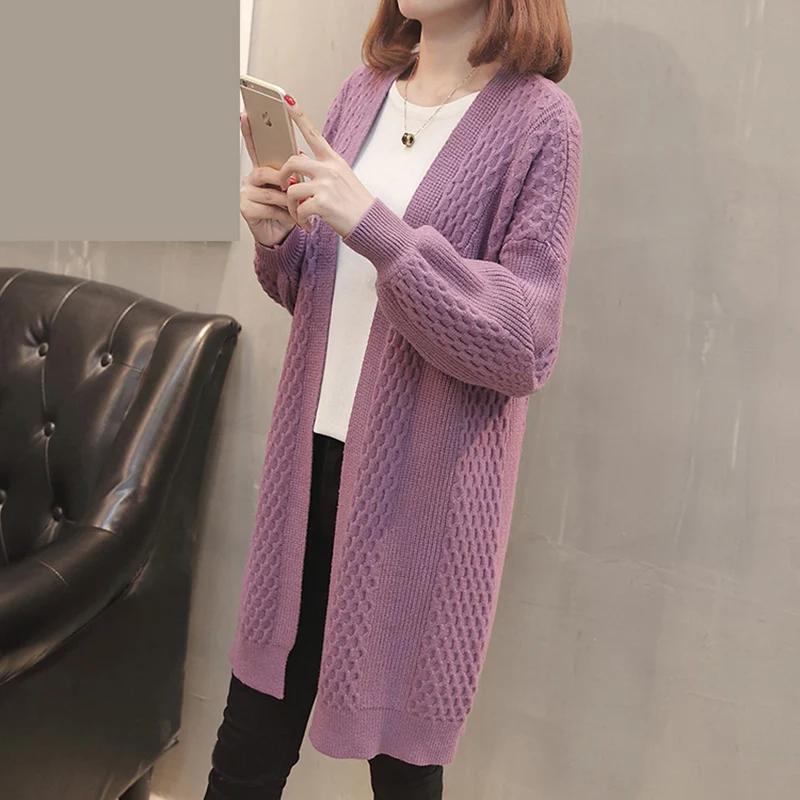 Autumn Winter Women Sweaters and Cardigans New Fashion Long Sleeve Loose Knitted V-neck Cardigan Female Long Sweaters
