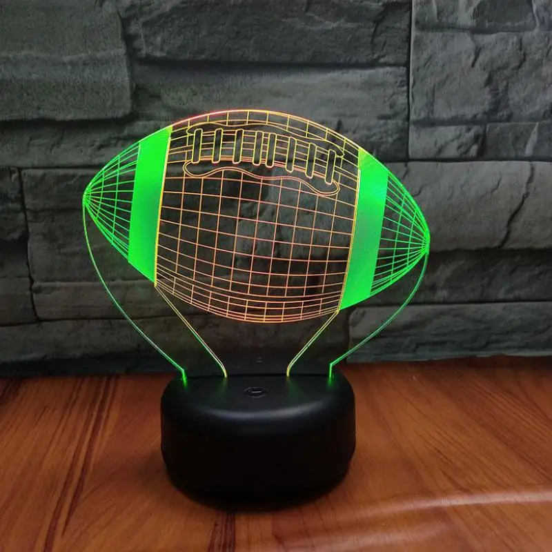 3d визуальная настольная лампа для регби креативная Светодиодная с сенсорной