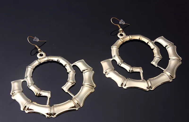 Новые модные большие золотые панк хип-хоп баскетбольные жёны Бамбуковые серьги