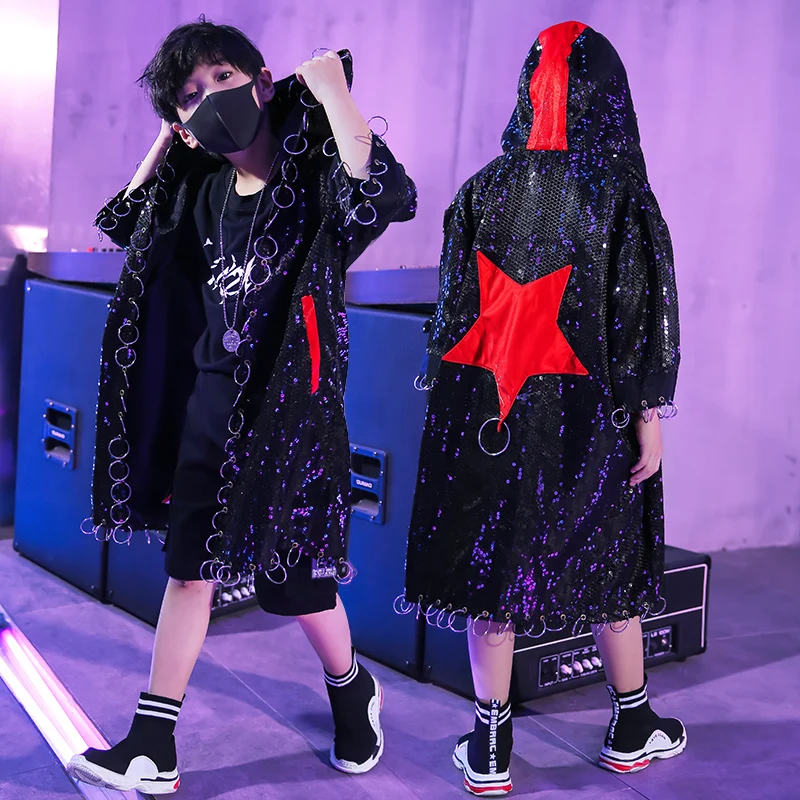 Блестящая одежда в стиле хип хоп детские танцевальные костюмы для детей