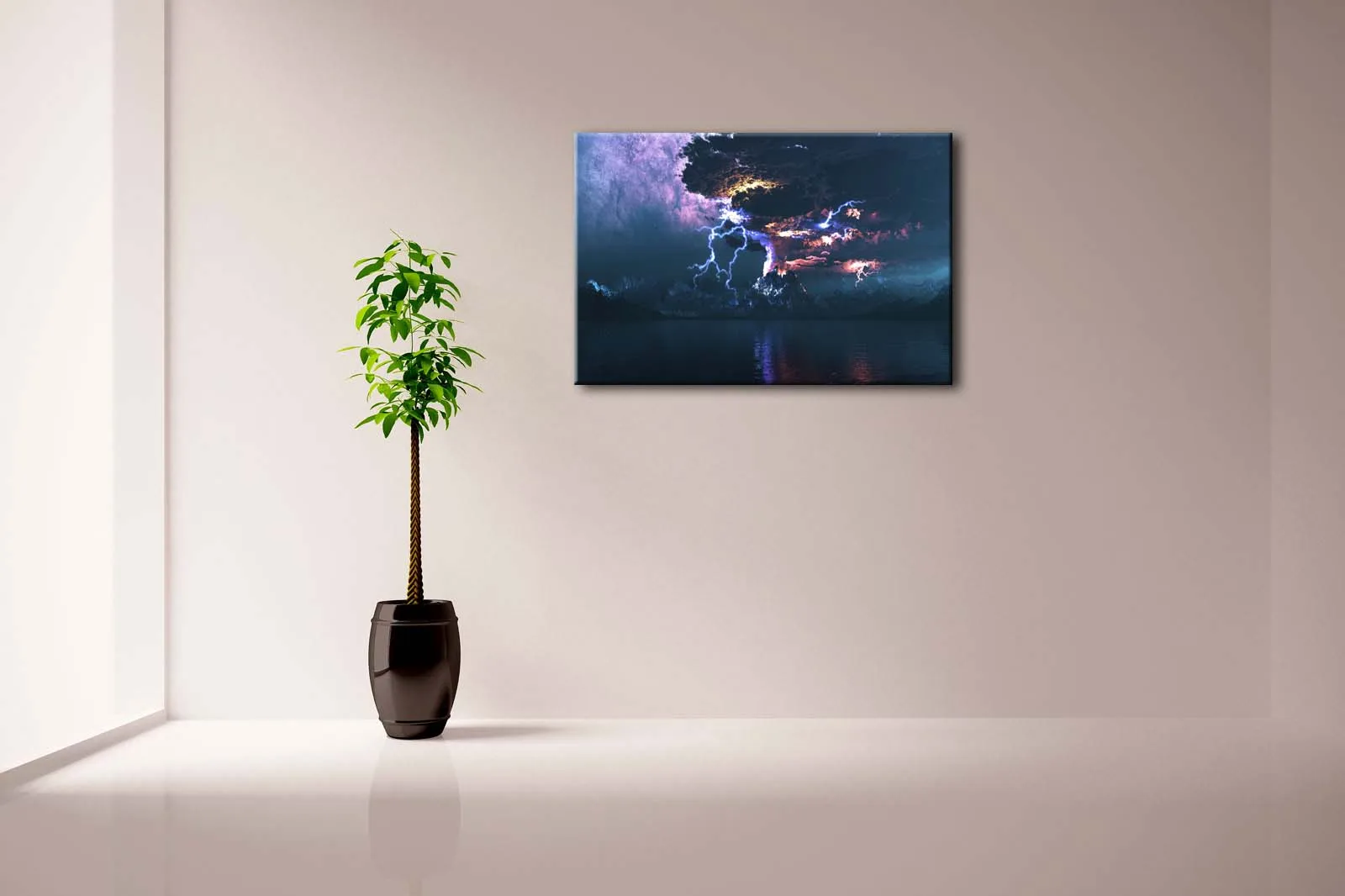 Настенная картина в рамке картины молния вулкан холст печать пространство