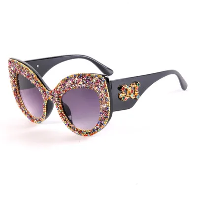 2 Fashion Brand Cat Eye Luxury Sunglasses Woman Shades Mirror Female Rhinestone Sun Glasses For Female Coating Gafas UV400 - Цвет линз: 2