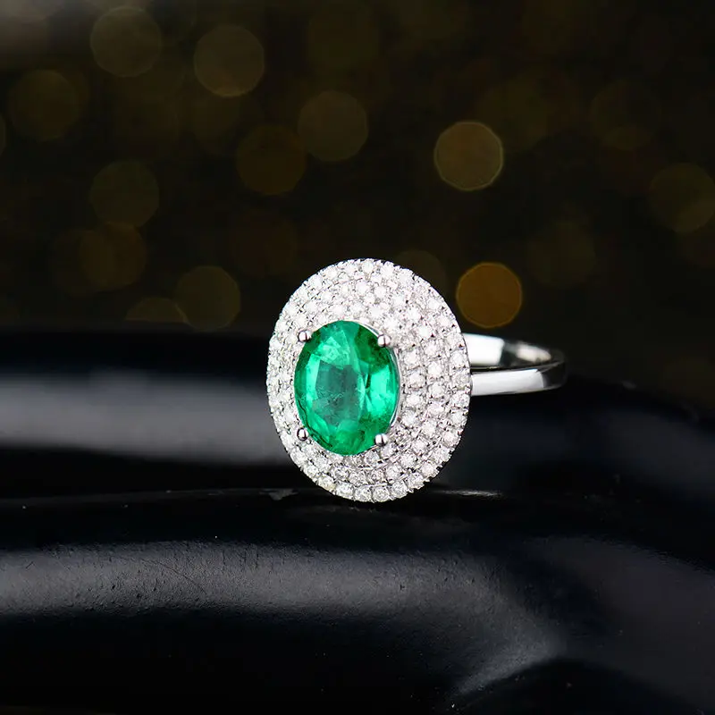 LANMI 2.2ct Natural Emerald Diamonds Wedding Women Rings Solid 18kt White Gold Zambia Ring Gemstone Jewelry | Украшения и