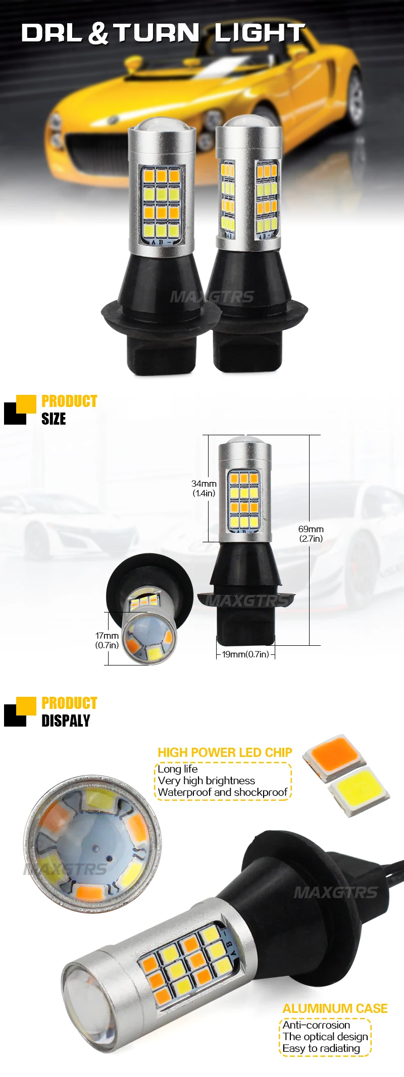 2x BAU15S PY21W 1156 двойной цвет 42SMD 2835 S25 авто светодиодный лампы передний указатель поворота лампа DRL с Canbus декодер сопротивления