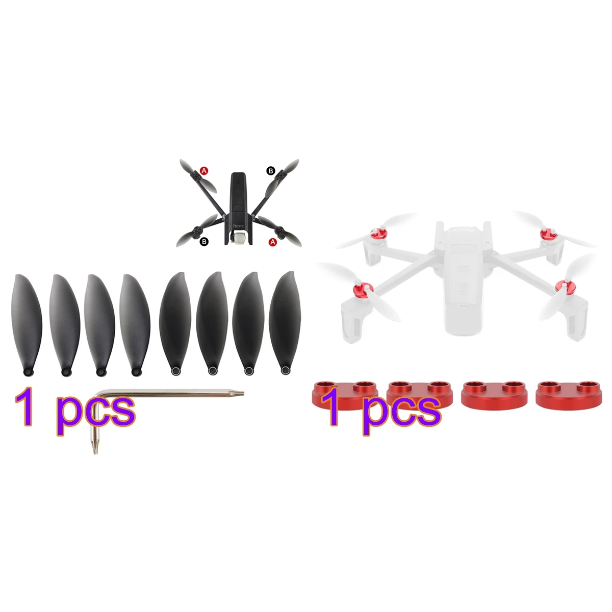 4 Propeller Blades+ 4Pcs Motor Protection Cover Dustproof and Anti-knock Cover for Parrot ANAFI Portable Foldable 4K Aerial