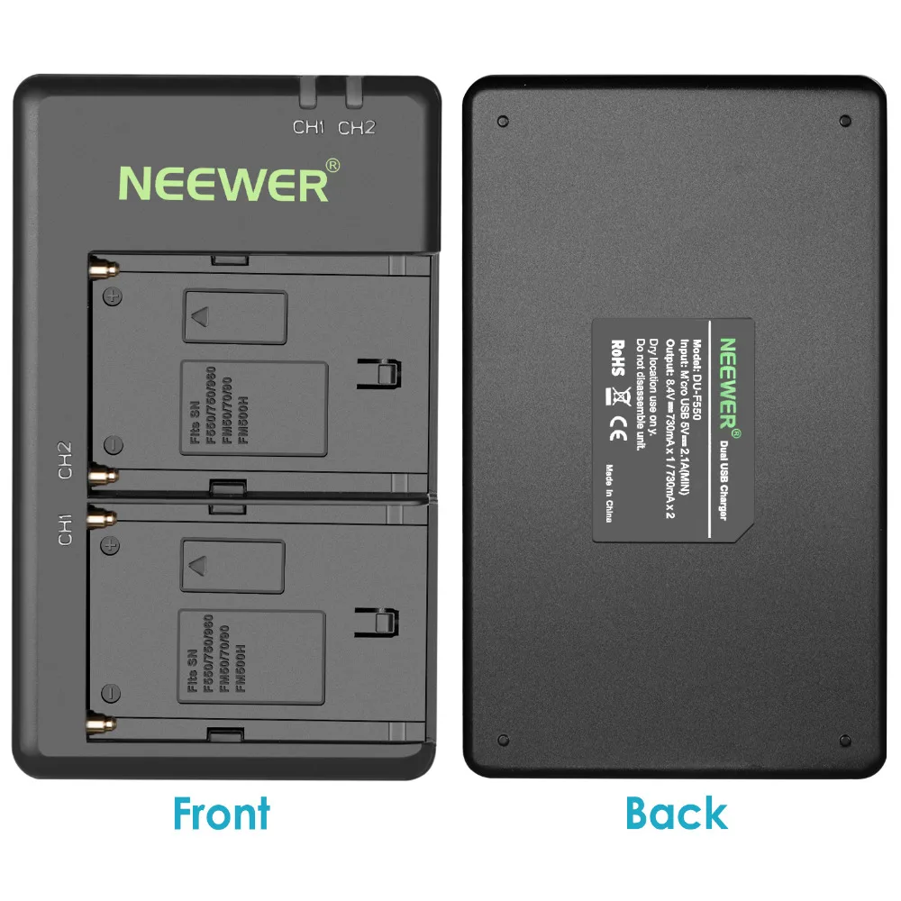 Сменный литий ионный аккумулятор Neewer 2 упаковки 6600 мА/ч с USB зарядным устройством