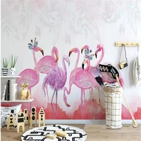 hand painted flamingo personality background wall professional making murals wallpaper wholesale custom poster photo wall