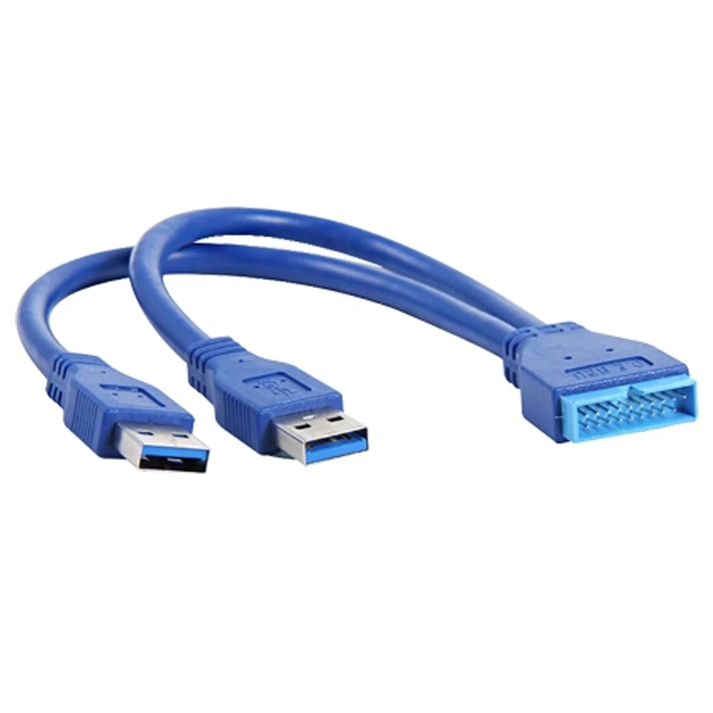 

19 pin Male header to USB 3.0 A Male port Cable 20 Pin to USB3.0 Splitter Cable