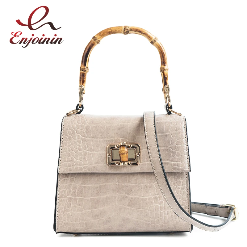 Женская сумка через плечо из искусственной кожи с бамбуковой ручкой|Сумки