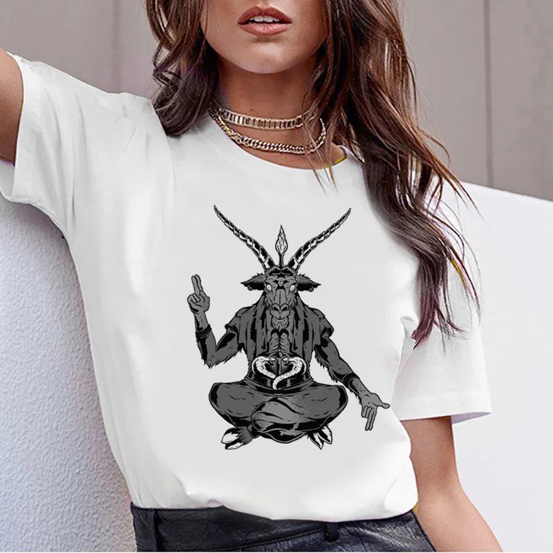 Satanic Satan Demon Grim Reaper Satanism Hell забавная футболка злой дух череп футболка женская страшная Футболка Женский Хэллоуин