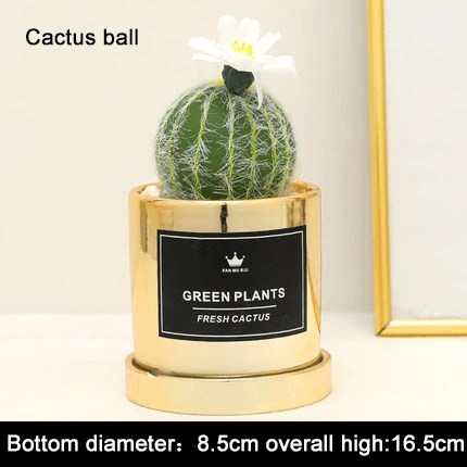 Cactus ball gold Xuanxiaotong большой 3D кактус искусственный; в горшке зеленые растения бонсай для украшение для домашнего балкона Plante Artificielle - Цвет: Cactus ball gold