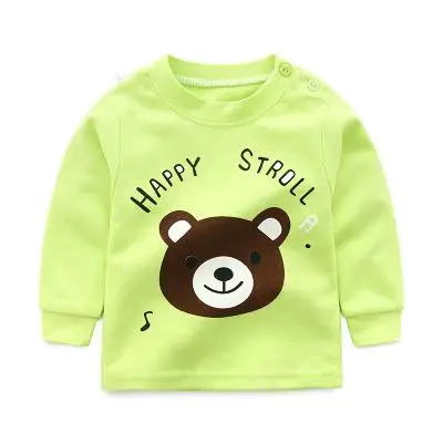 green bear Новая дизайнерская детская футболка, детская одежда в полоску, одежда с длинными рукавами для маленьких девочек и мальчиков - Цвет: green bear