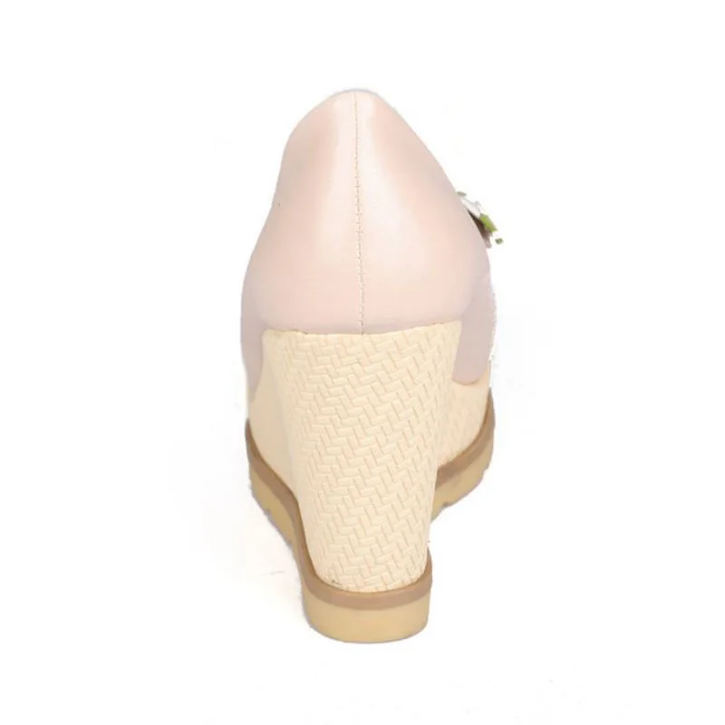 Женские туфли на танкетке TAOFFEN офисные с бантом и принтом размер 33 41|wedge pumps|pumps