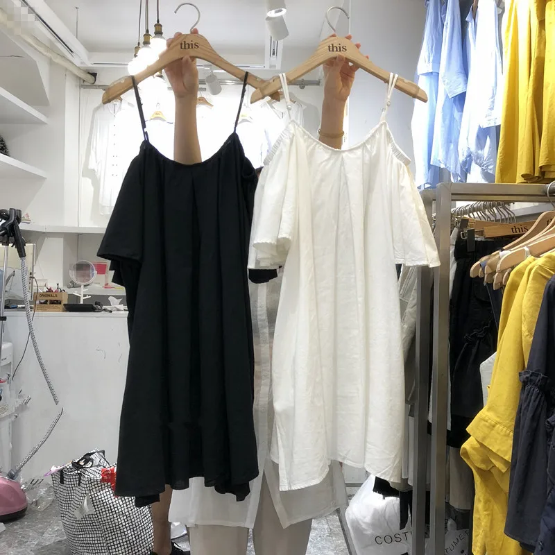 Women's Thin Strap Dress Slash Neck Ruffled Short Sleeve Vestidos Mujer Off shoulder Cotton Beach Summer Dresses Female 2018 | Женская