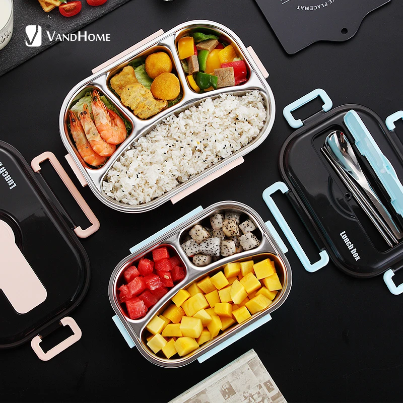 VandHome Japanese Bento Box With Compartments 304 Stainless Steel Lunch For Kids Microwave Food Container Tableware Set | Дом и сад