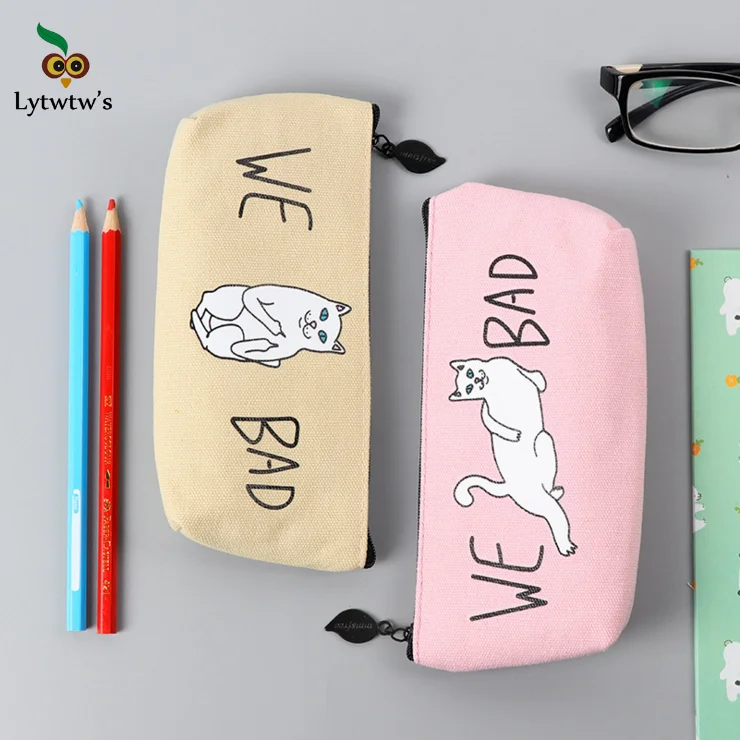 1 шт. Новый Kawaii Cat Pen Lytwtw холщовый чехол для карандашей школьные стационарные